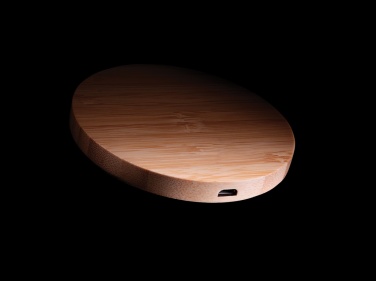 Logo trade advertising products picture of: Bamboo 5W round wireless charger